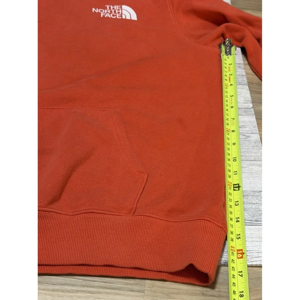The North Face Mens Red Orange Box Logo Never Stop Exploring Hoodie MEDIUM